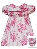 CLEARANCE Vintage ~ New Ivory Coral French Toile Smocked Dress ~ 12M to 24M