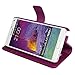 Note 4 Case, Abacus24-7 Galaxy Note 4 Wallet Case [Book Fold] Leather Note 4 Cover [Flip Cover] with Foldable Stand, Pockets for ID, Credit Cards - Purple Flip Case for Samsung Note 4