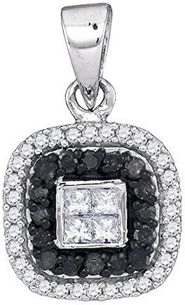 0.35 Carat (ctw) 10K White Gold Black & White Diamond Ladies Micropave Pendant 1/3 CT