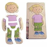 Hape Beleduc Your Body - Girl 5 - Layer Wooden Puzzle ~ Hape