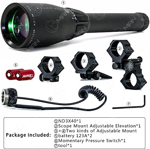 I0RMAN Original Long Range Green Laser Designator Adjustable Laser Beam Illuminator Flashlight for Rifle Scope Night Vision / Hunting / Outdoor Survival / Lighting ( ND3-40 )