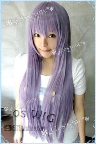 A popular purple straight cosplay wig 80cm long now (japan import)