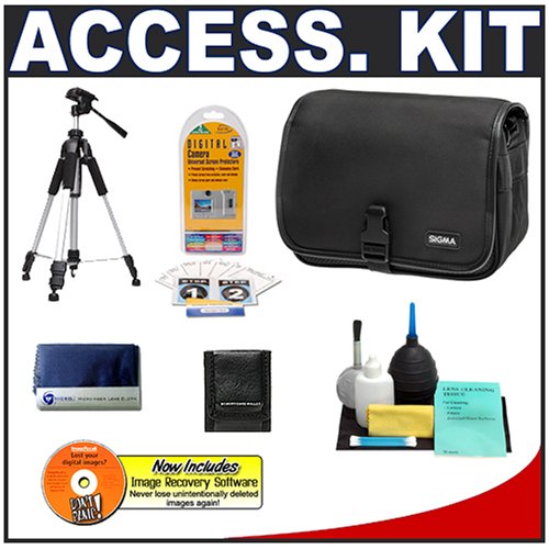 Sigma Deluxe Black Messenger Bag for Sigma, Nikon, Canon, Olympus, Pentax and Sony Digital SLR Cameras & Lenses + Accessory Kit