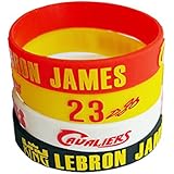 CocoFang 4PCS 3D LeBron James Cavaliers Silicone Wristband Bracelet,4PCS Assorted Color
