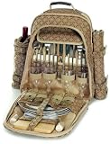 Picnic & Beyond Estate Picnic Backpack for Four with Wine Bag and Waterproof Blanket