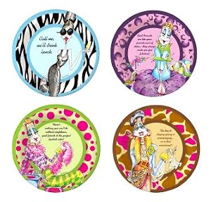 4 Assorted No Boys Allowed Melamine Salad Plates