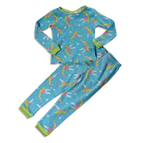 Tinkerbell by Disney Fairies - Girls Long Sleeve Thermal Tinkerbell Pajamas, Blue (Size 8)