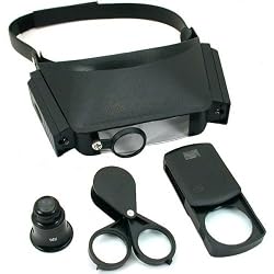 5X 10X 14X 20X Magnifier Loupes Headset 4 Piece Set