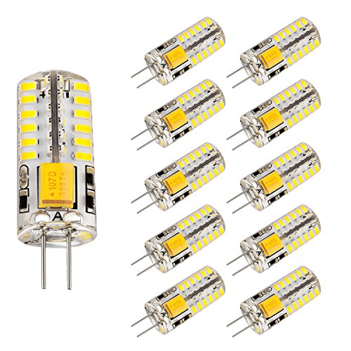 Bogao 10pcs Set G4 48 SMD LED White 6000K 220LM Light Crystal Bulb Lamps 3 Watt AC / DC 12V Equivalent to 20W Incandescent Bulb Replacement Halogen Bulbs