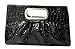 Chicastic Oversized Glossy Patent Leather Casual Evening Clutch Purse with Metal Grip Handle - Black