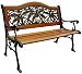 DC America  SL5660CO-BR,  Palm Springs Camelback Bench,  Cast Iron Frame and Hardwood Slats, Rust Resistant Bronze Finish