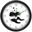 Eating Bamboo Giant Panda or Panda Bear Animal Wall Clock by WatchBuddy Timepieces (Hunter Green Frame)