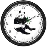 Eating Bamboo Giant Panda or Panda Bear Animal Wall Clock by WatchBuddy Timepieces (Hunter Green Frame)