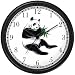Eating Bamboo Giant Panda or Panda Bear Animal Wall Clock by WatchBuddy Timepieces (Black Frame)