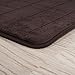 Bedford Home Set of 2 Microfiber Memory Foam Bath Mats – Plush Bathroom Rugs with Nonslip Back and Quick Drying Striped Pattern Top (Brown)