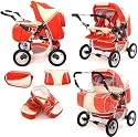 Tako Duo-driver in red & beige limited edition - foldable 2 in 1 double pram & twins pushchair