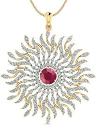 Diamond (1.84 Ct, IJ-SI), 18 Kt Yellow Gold Soleil Glow Pendant