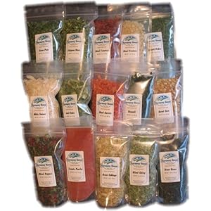 Harmony House Foods Dried Vegetable Sampler (15 Count, ZIP Pouches) for Cooking, Camping, Emergency Supply, and More