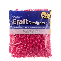 Pony Beads, Neon Pink, 6 x 9mm, 720pc Pkg