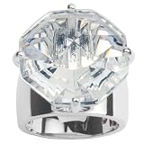 ELLE Sterling Silver and Synthetic Crystal Statement Ring