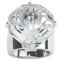 ELLE Sterling Silver and Synthetic Crystal Statement Ring