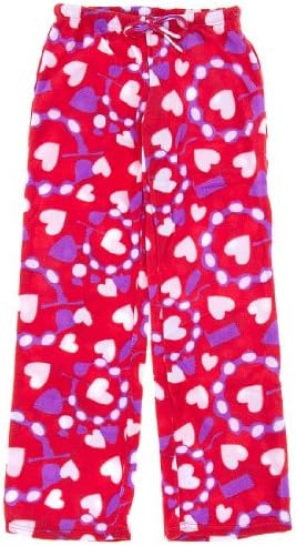 Inteco Red Heart Print Fleece Pajama Pants for Women M