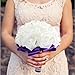 OurWarm® Purple Crystal Roses Pearl Bridal Bridesmaid Wedding Bouquet Artificial Silk Flowers with 1pcs Glue Stick