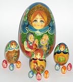 Russian fairy tail nesting egg/doll Kurochka/Chiken Ryaba * Babushka * 13pc/7 in * m2v2
