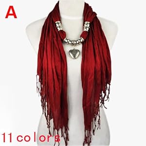 New Fashion Maroon Fringed Triangle Love Heart Pendant Jewelry Scarf NL-1802A