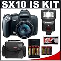 Canon PowerShot SX10 IS 10MP Digital Camera with 20x Wide Image Stabilized Zoom + Flash + Batteries with Charger + Cameta Bonus Accessory Kit
