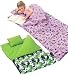 Super-Soft Cotton Flannel Kid's Sleeping Bag with Pillow and Storage Bag, in Green Camo