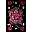 Hindu Diety Ganesh Red and Black Tapestry, 58 x 82, Made of 100% Cotton