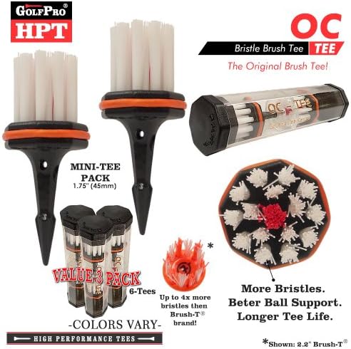 Golf Pro HPT Series OC-TEE Mini-Tee Brush Golf Tee Set (Value 3-Pack)