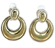 Designer Inspired 2 Tone Gold & Silver Plated Clip on Dangle Hoop Earrings