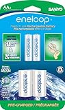 eneloop AA with "C" Spacers, 1800 cycle, Ni-MH Pre-Charged Rechargeable Batteries, 2 Pack