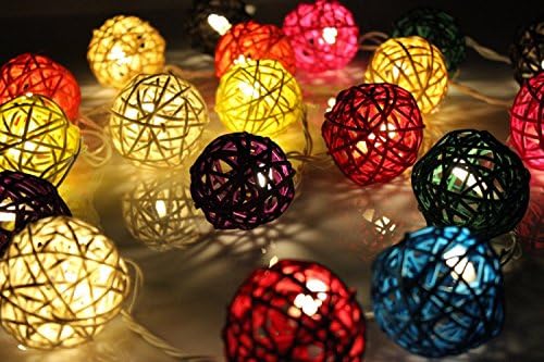 10m LED Fairy String Light with 50 Mixed Color Rattan Ball Christmas, wedding and decoration