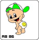 Bunter Babyaufkleber mit eigenem Spruch (AB-086)