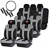 New 30pc Black Poly Seat Covers Split Bench w/ 2 NBA Team Logo Headrest Covers - Gray Miami Heat