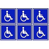 6 Pack of Disabled / Wheelchair Symbol ADA Compliant Handicap Access 3 X 3 Inch Blue Stickers 3M Vinyl Decals