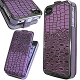 Dual Use Cool Best Special Crocodile Chrome Flip Leather Case for iPhone 4 4G 4S AT&T Verizon Purple QH Dual Use Cool Best Special Crocodile Chrome Flip Leather Case for iPhone 4 4G 4S AT&T Verizon Purple QH