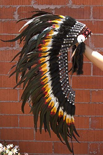 Tribal Costume MH005 Medium Indian Headdress 36 Inches Long, Dark Classic