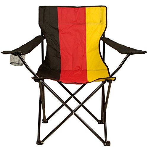Faltstuhl Campingstuhl mit Armlehne und Getränkehalter Deutschland schwarz rot gold Olympia WM EM