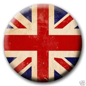 Union Jack Distressed British Flag PINBACK BUTTON 1.25" Pin / Badge Britain