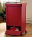 Red Rolling Wooden Garbage Can With Storage Drawer by Collections Etc