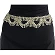 Chain Link Belt, Sexy Hip Chain, Gold-tone Brass with Loops and Bells, Fits Waist or Hips 36" - 42" for Belly Dancing or Casual Wear