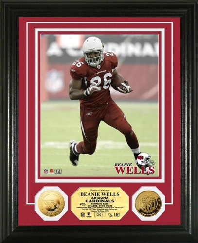 Beanie Wells Framed 24KT Gold Coin Arizona Cardinals Photo Mint