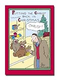 Christ Back in Xmas - Box of of 12 Naughty Cartoon Christmas Cards & Envelopes