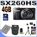 Canon PowerShot SX260HS SX260-HS 12.1 MP CMOS Digital Camera with 20x Image Stabilized Zoom 25mm Wide-Angle Optical Lens and 1080p HD Video (Black) Starter Bundle 4GB Memory Card, NB6L Battery, Card Reader, Carrying Case, Mini Tripod And More!!!!