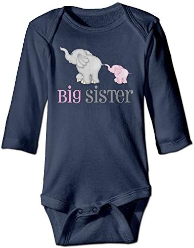 Adorable Big Sister Elephants Long Sleeve Unisex Baby Onesies