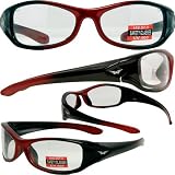 SUNGLASSES SAXON UV400 EYEWEAR CLEAR SAFETY GLASSES (RED/BLACK FRAME)
